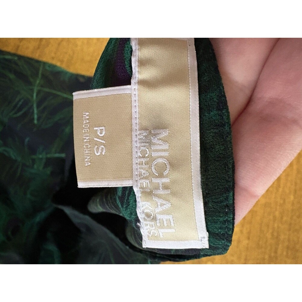Michael Kors Women's Blouse Peacock‎ Print, Navy Green, Plus Size Small S - Picture 4 of 7